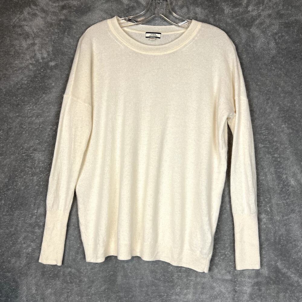 J.Crew Sweater Long Sleeve Womens XS 100% Cashmere Crewneck‎ Pullover Cream